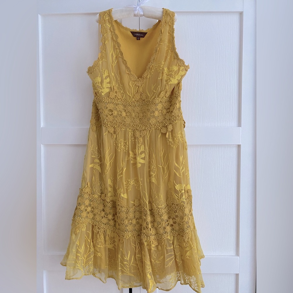 Ranna Gill Anthropologie yellow lace dress size xs (fits like S/M)
